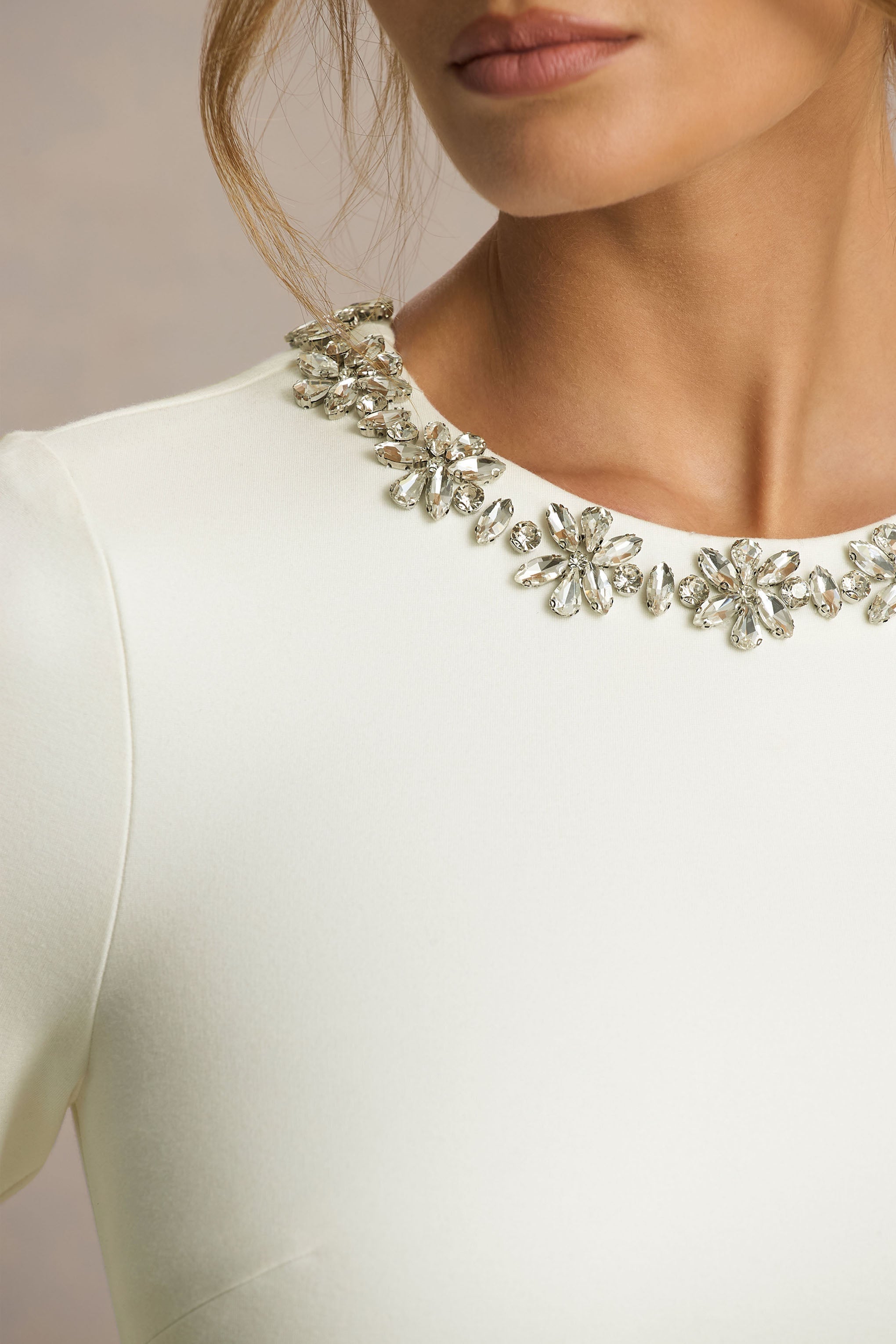 Mirna | Burgundy Crew-Neck Mini Dress With Bell Sleeves And Ruffled Detailing