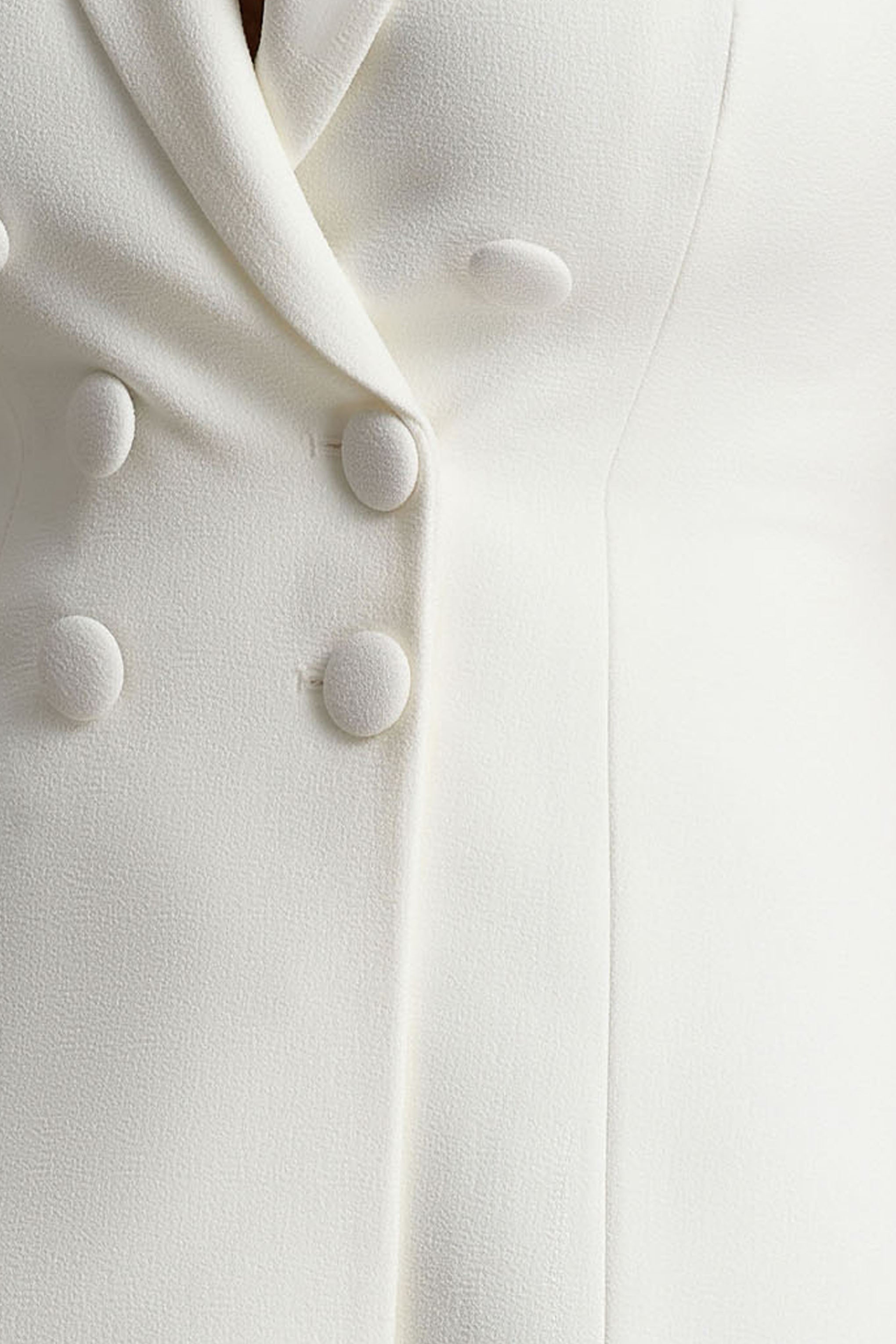 Etta | White Plunge-Neck Short Sleeved Blazer Mini Dress