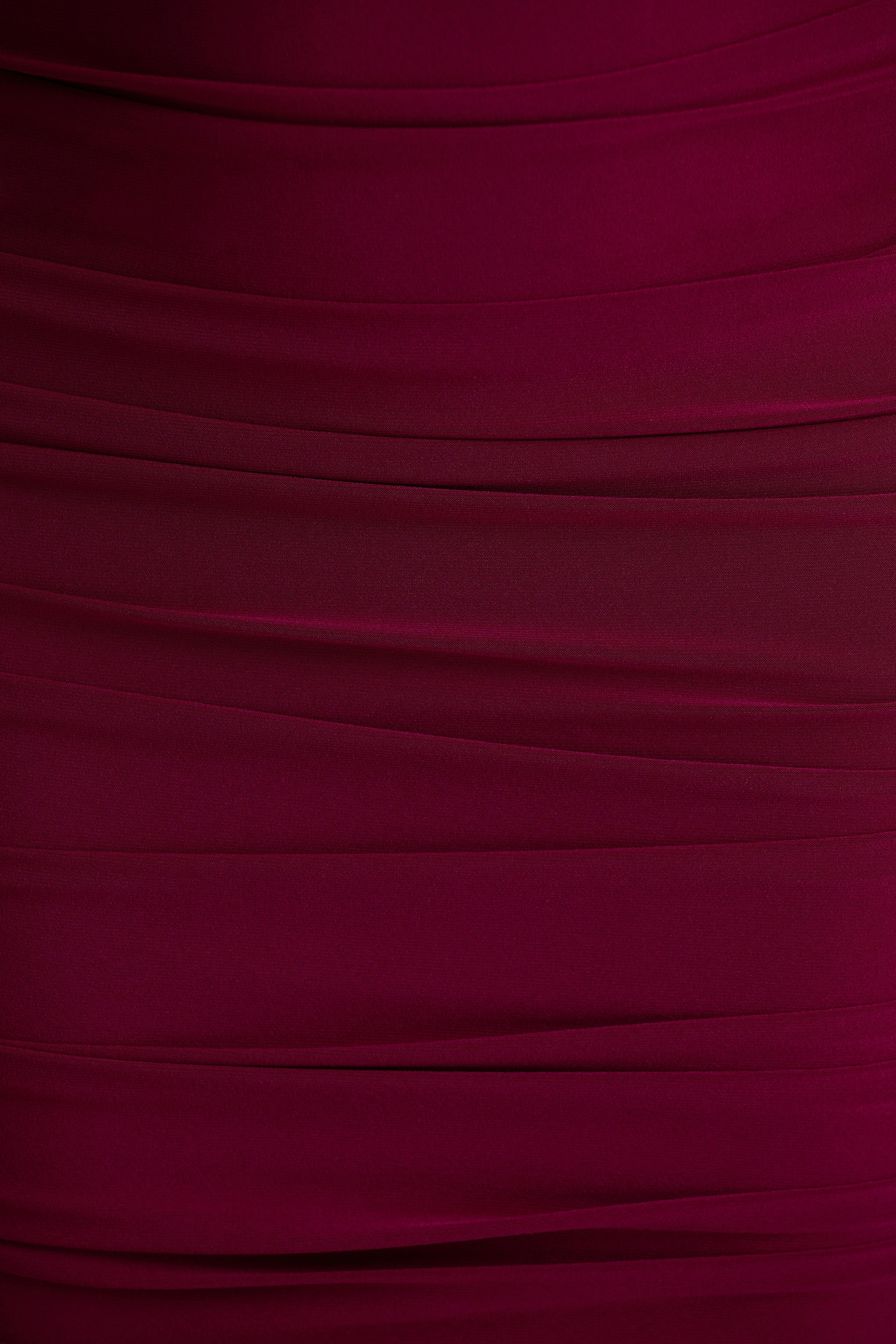Tamara | Burgundy Long-Sleeve Ruched Midi Dress