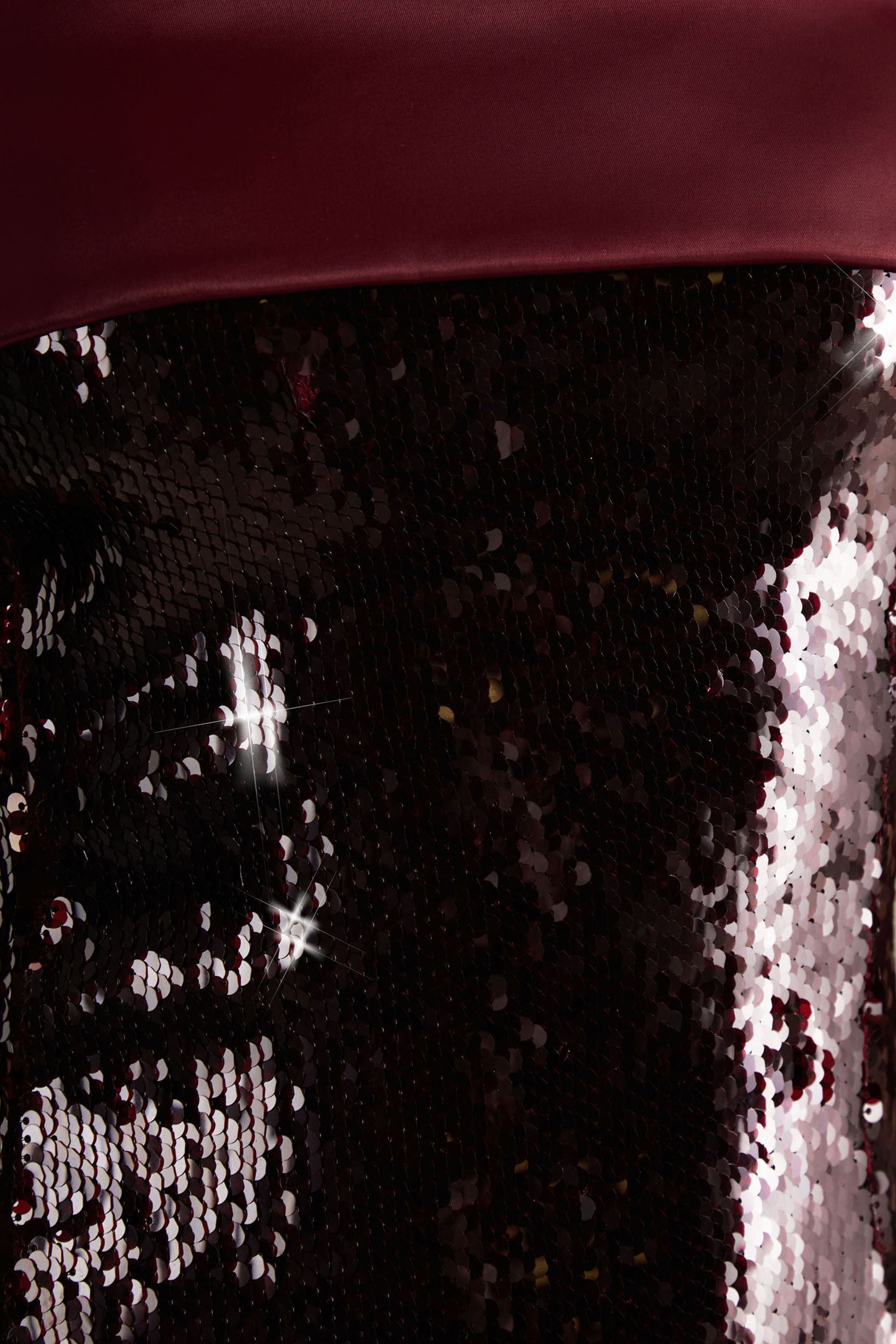 Casandra | Burgundy Sequin Bandeau Mini Dress With Satin Trim