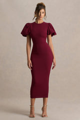 Dakota | Burgundy Puff-Sleeve Midi Dress