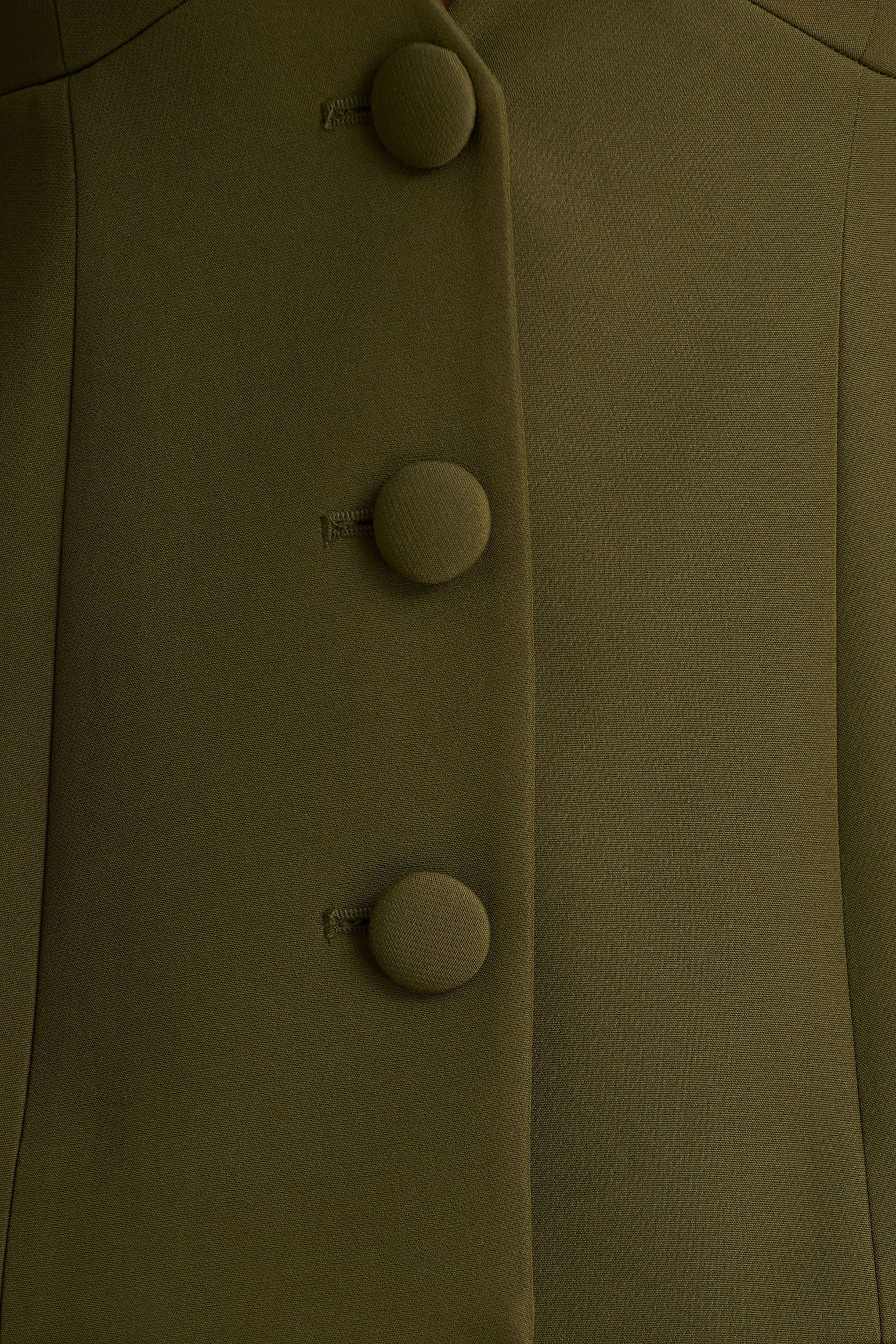 Rosalina | Olive Extreme-Plunge Neck Tailored Blazer
