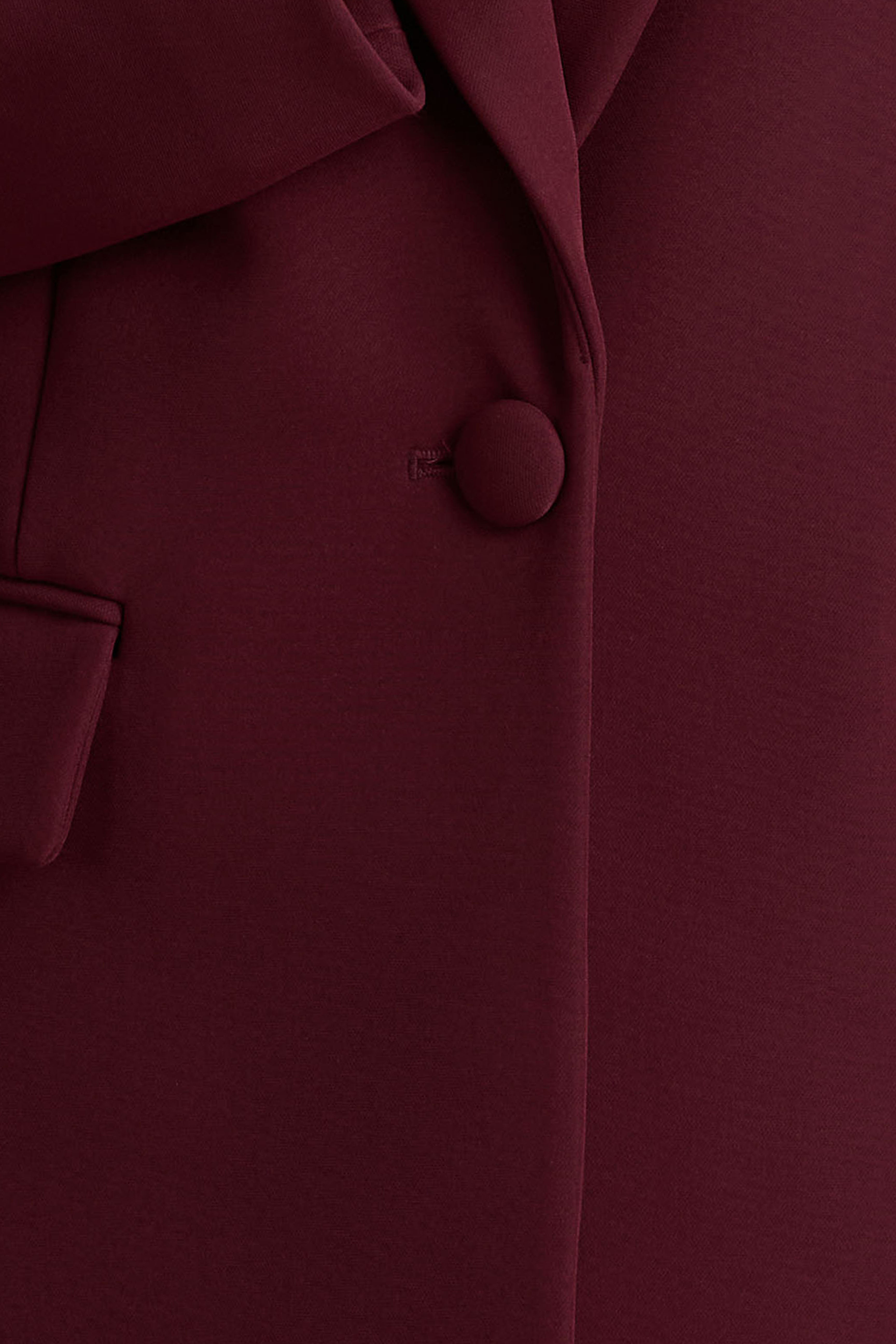 Katherine | Burgundy Plunge-Neck Tailored Blazer