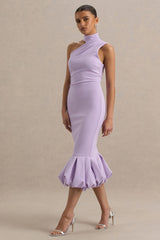Sabine | Lilac One-Shoulder Ruffle-Trim Midi Dress
