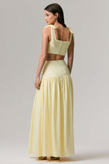Reminiscent | Lemon Ruched Maxi Skirt