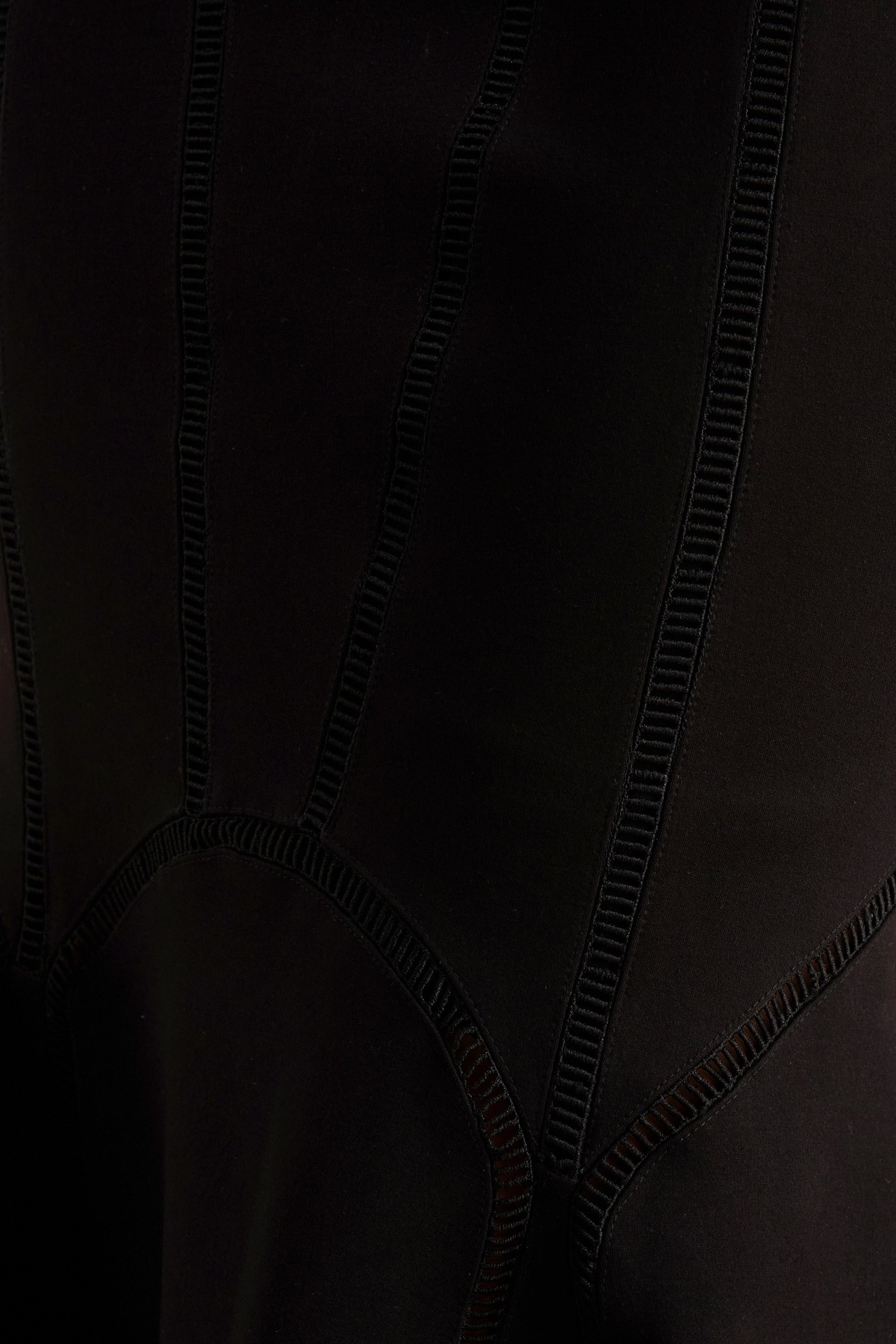 Sally | Black Crew-Neck Midi Dress With Drop Waist And Pleated Detailing