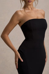 Impress Me | Black Strapless Bandeau Fishtail Maxi Dress