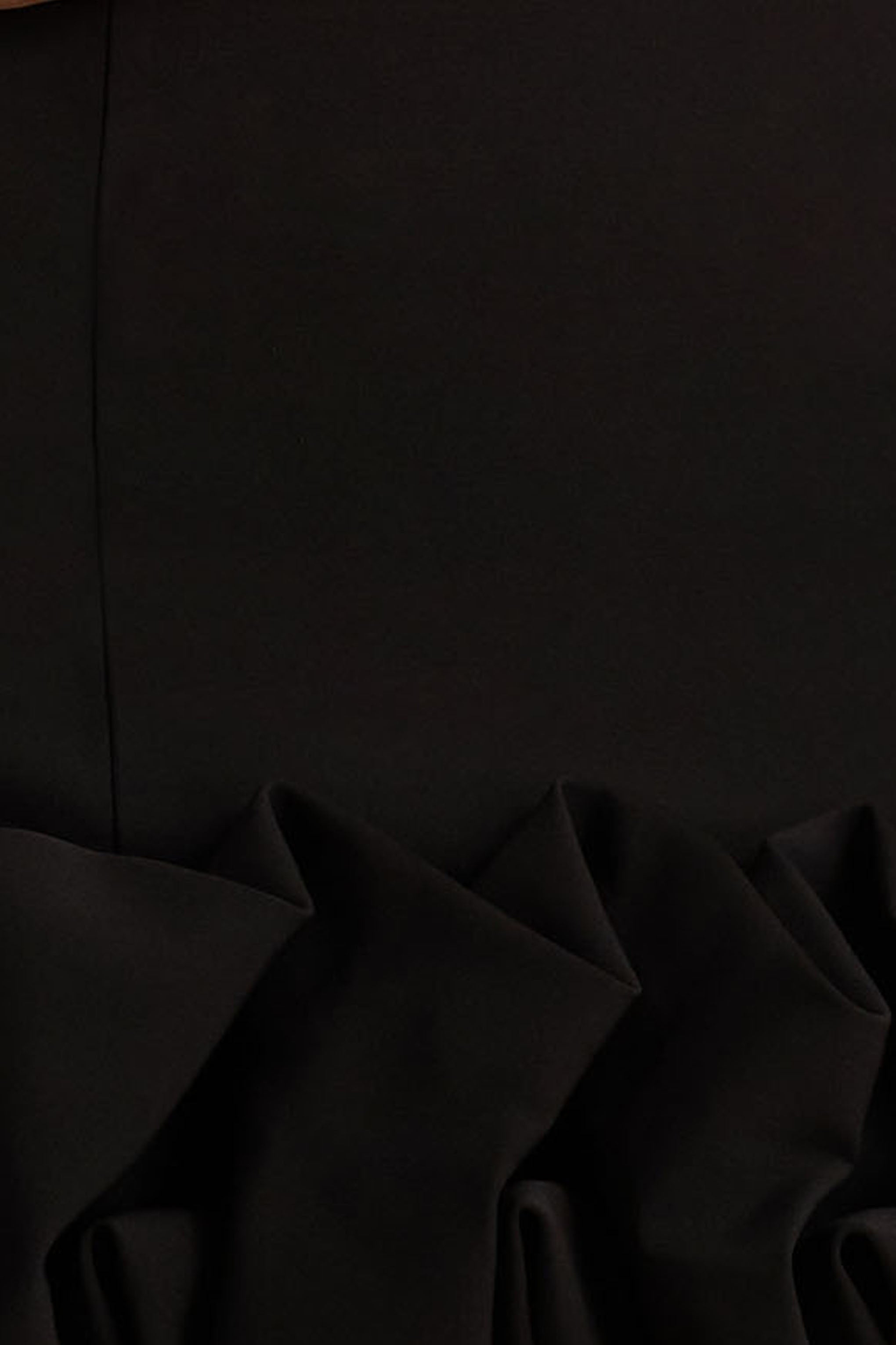 Geneve | Black Halter-Neck Mini Dress With Ruffled Trim