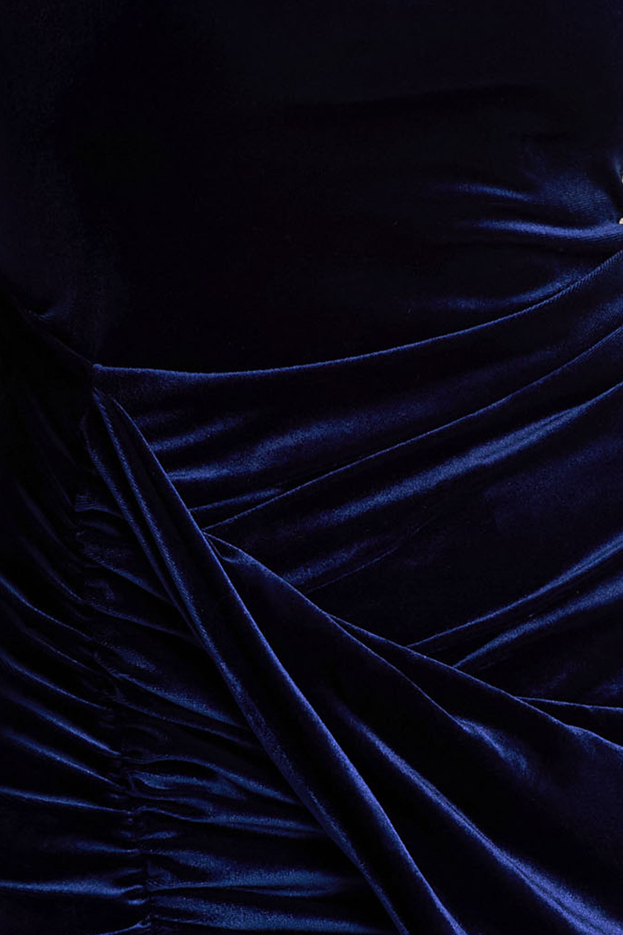 Wishes | Navy Velvet High-Neck Maxi Dress With Wrap Skirt