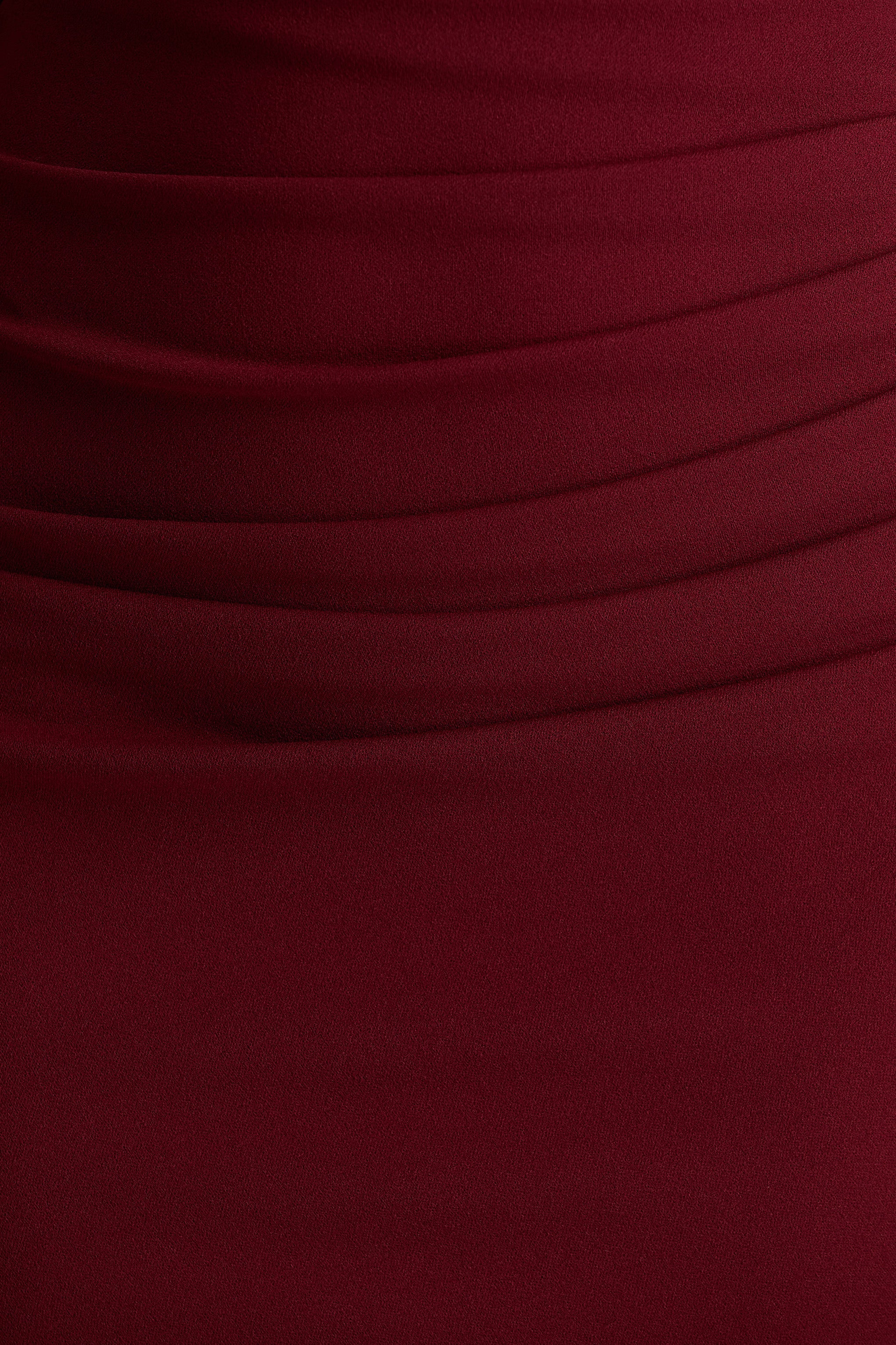 Leah | Burgundy Asymmetric-Neck Midi Dress With Cape-Sleeve