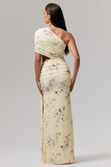 Overload | Lemon Print Asymmetric Wrap Split Maxi Dress