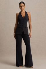 Carina | Black Flared-Leg Tailored Trousers