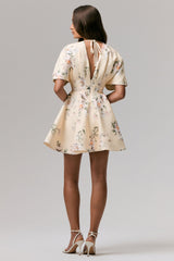Delight | Lemon Print Plunge-Neck Ruffled Mini Dress