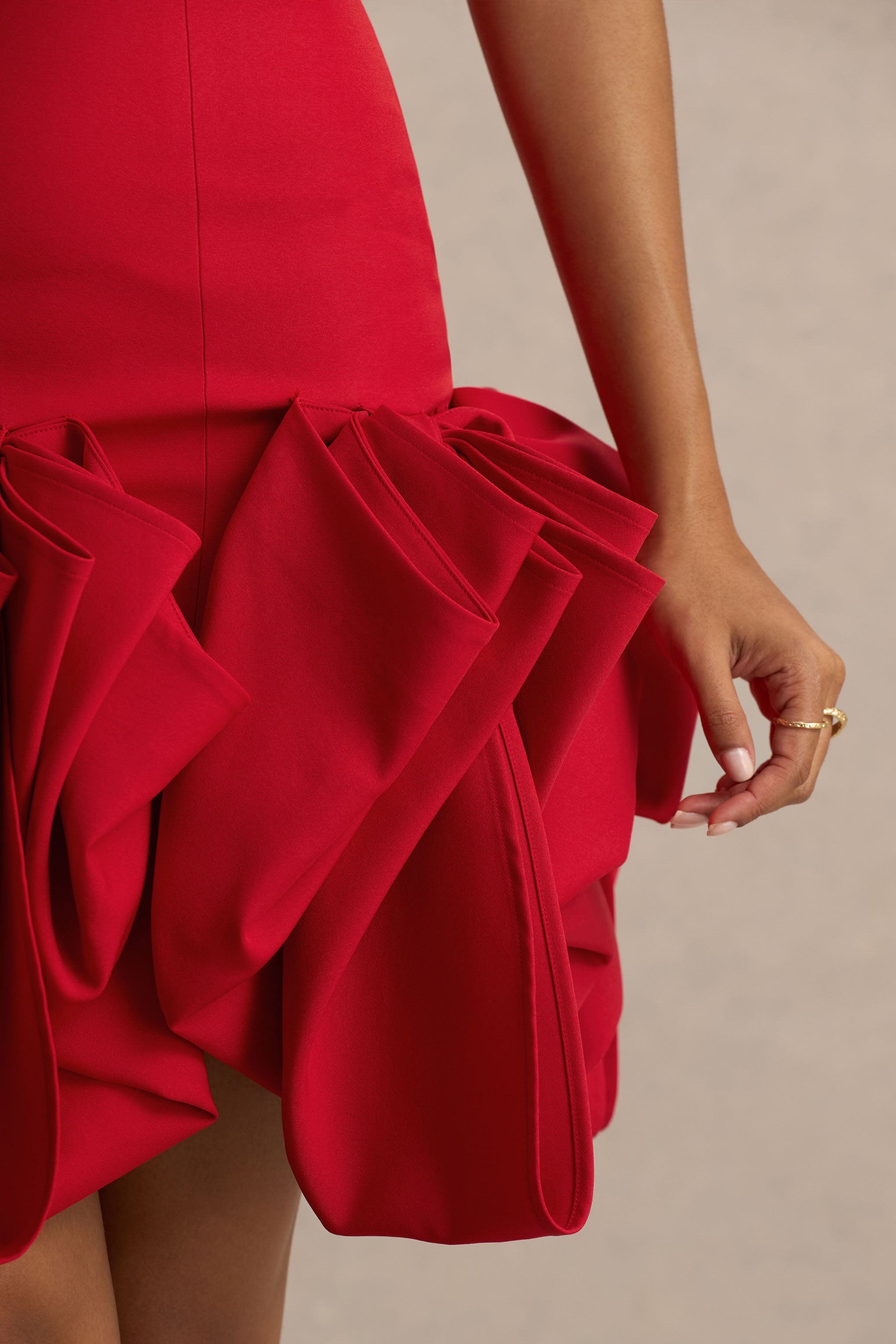 Erica | Red Ruffle Puffball Mini Dress