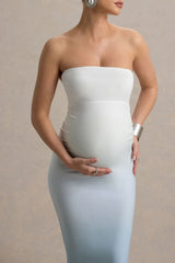 Sharnie | Blue Ombre Strapless Maternity Maxi Dress