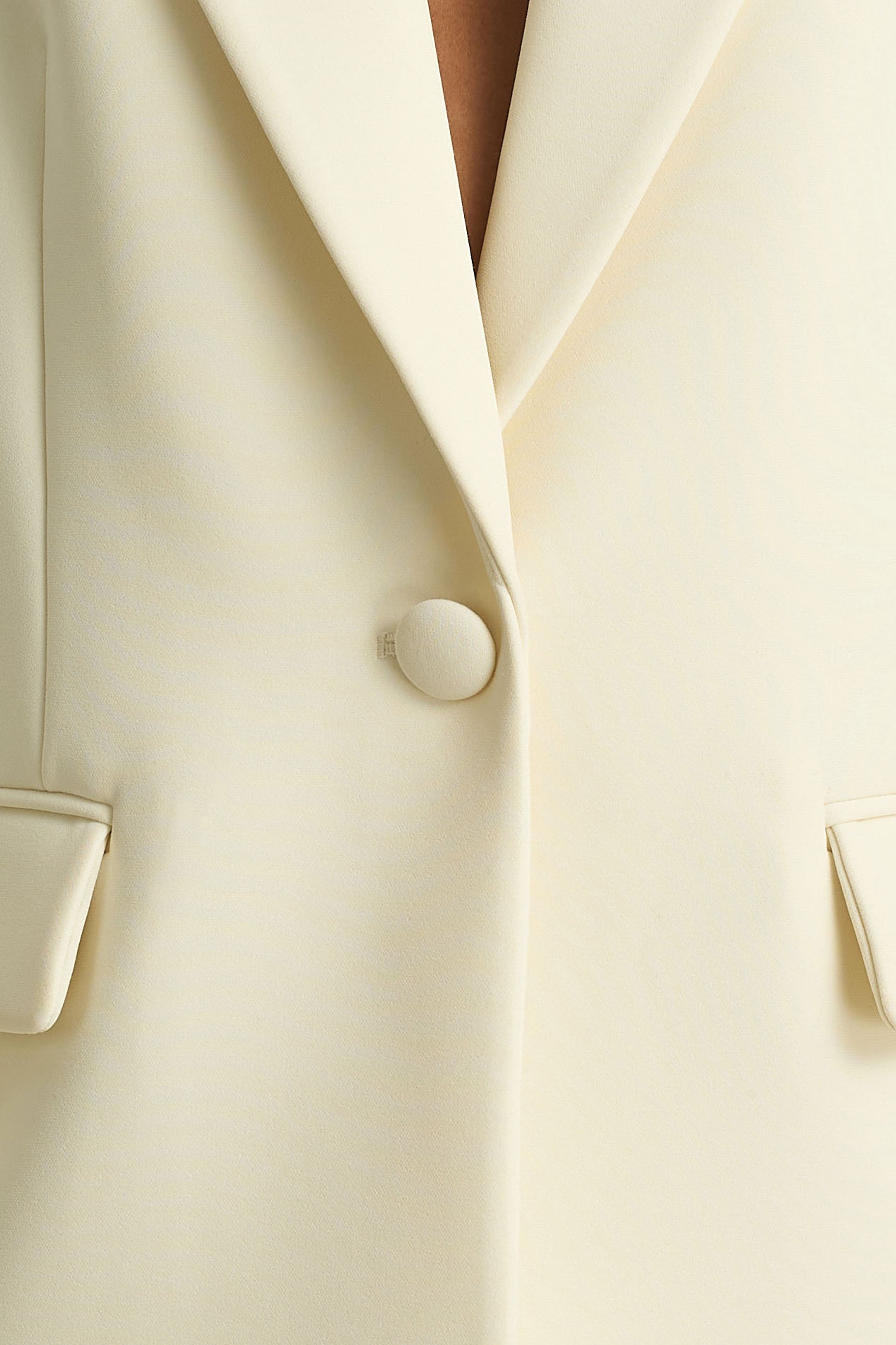 Katherine | Cream Plunge-Neck Tailored Blazer
