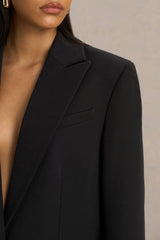 Katherine | Black Plunge-Neck Tailored Blazer