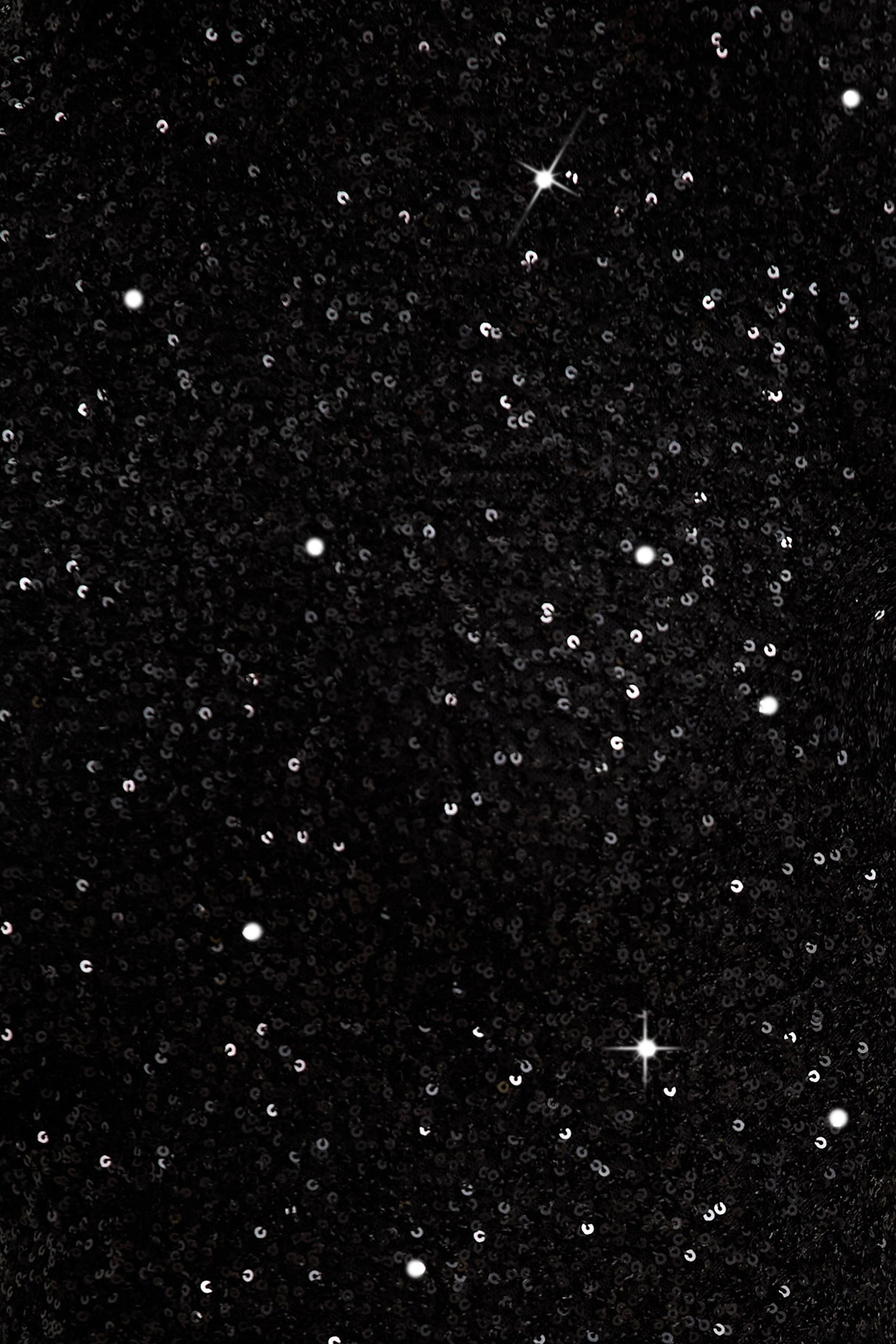 Galaxy | Black Sequin Turtle-Neck Long-Sleeve Maxi Dress