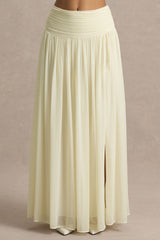 Spencer | Cream Chiffon Pleated Maxi Skirt
