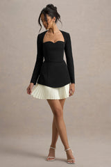 Lysette | Black Sweetheart Long-Sleeve Stretch Mini Dress