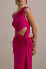Storm | Hot Pink Asymmetric Maxi Dress With Cut-Out Details