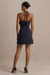 Ember | Navy Pinstripe Square-Neck Mini Dress