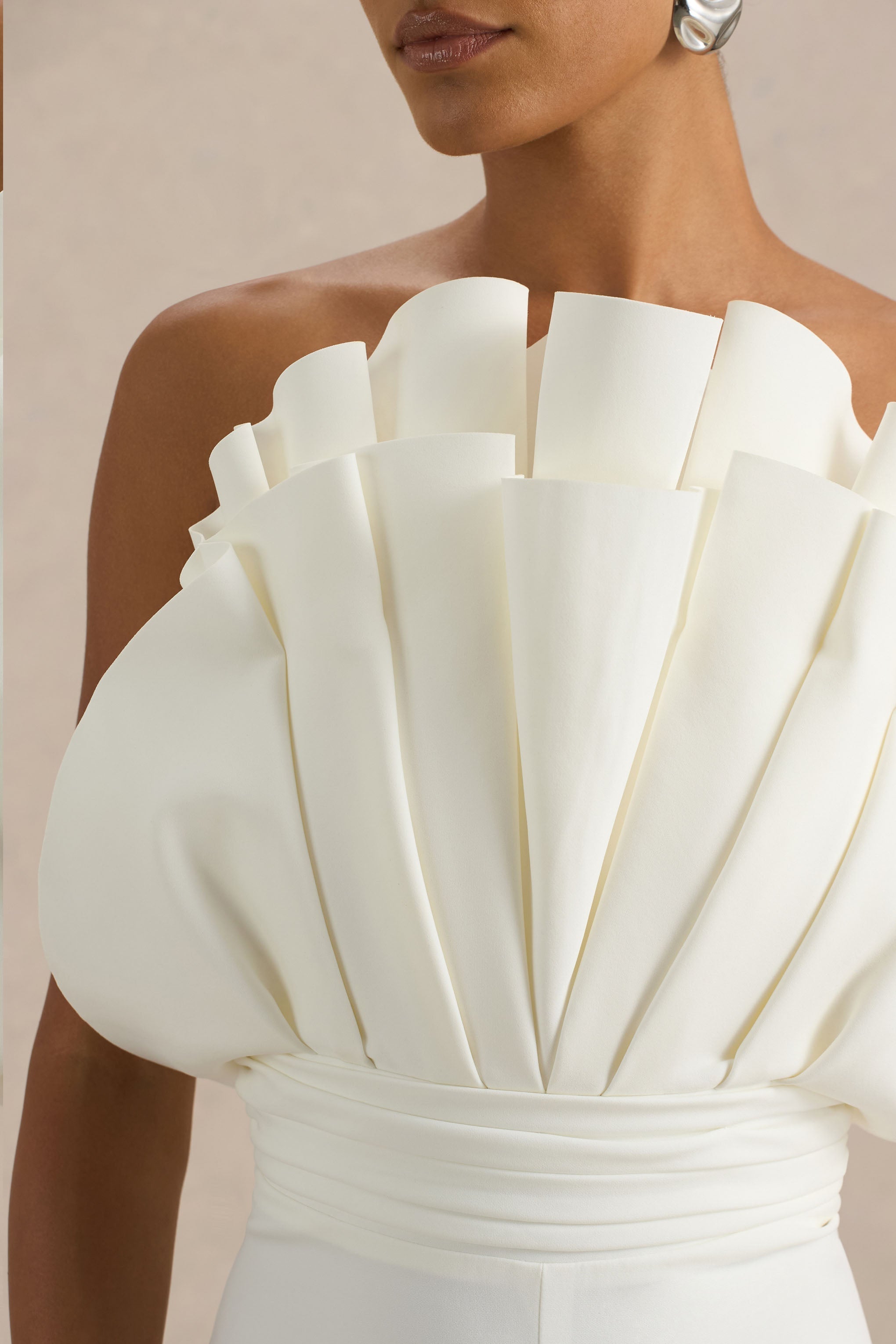 Riga | White Ruffled Asymmetric Jumpsuit