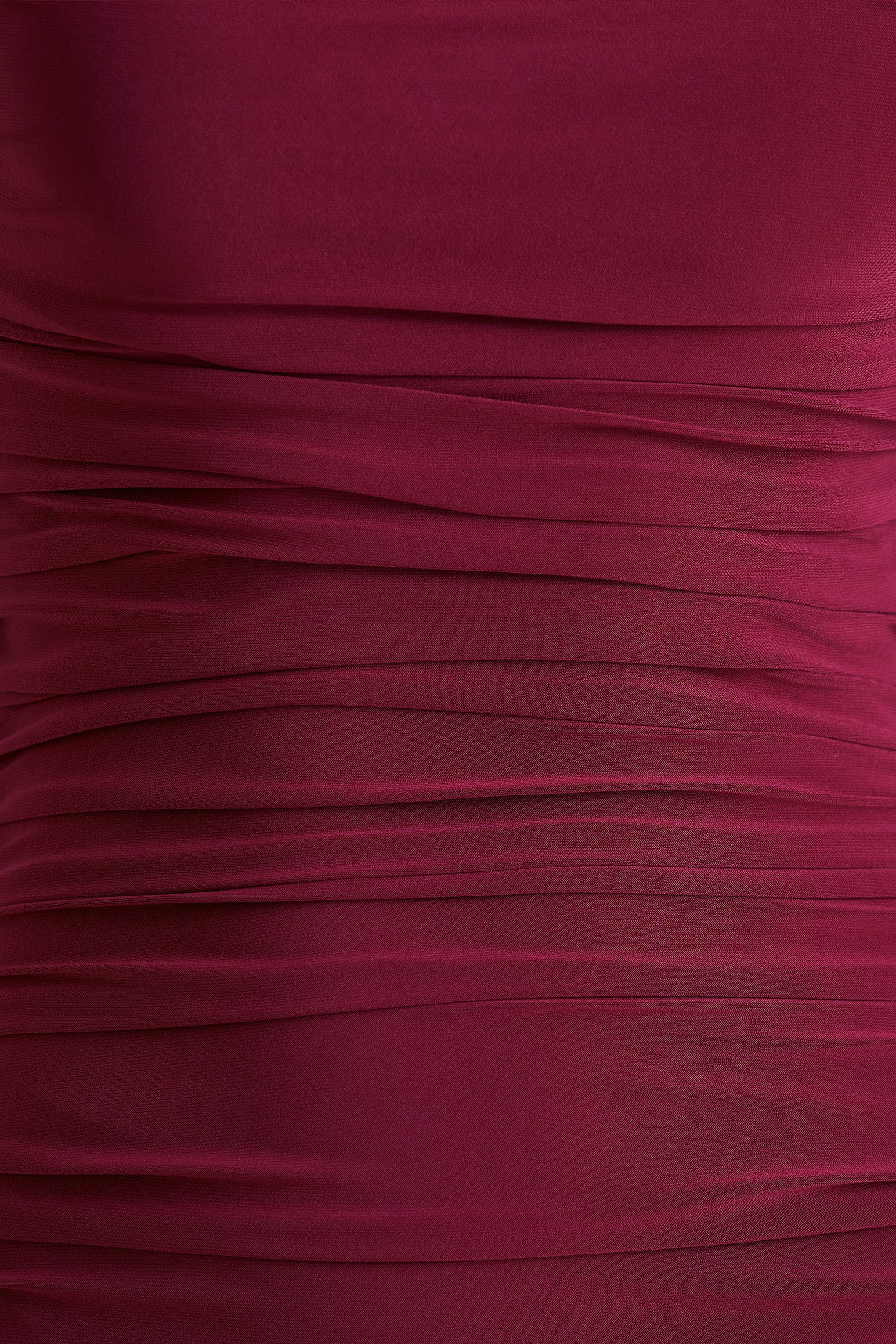 Aniyah | Burgundy Slashed-Neck Maxi Dress With Ruched Detailing