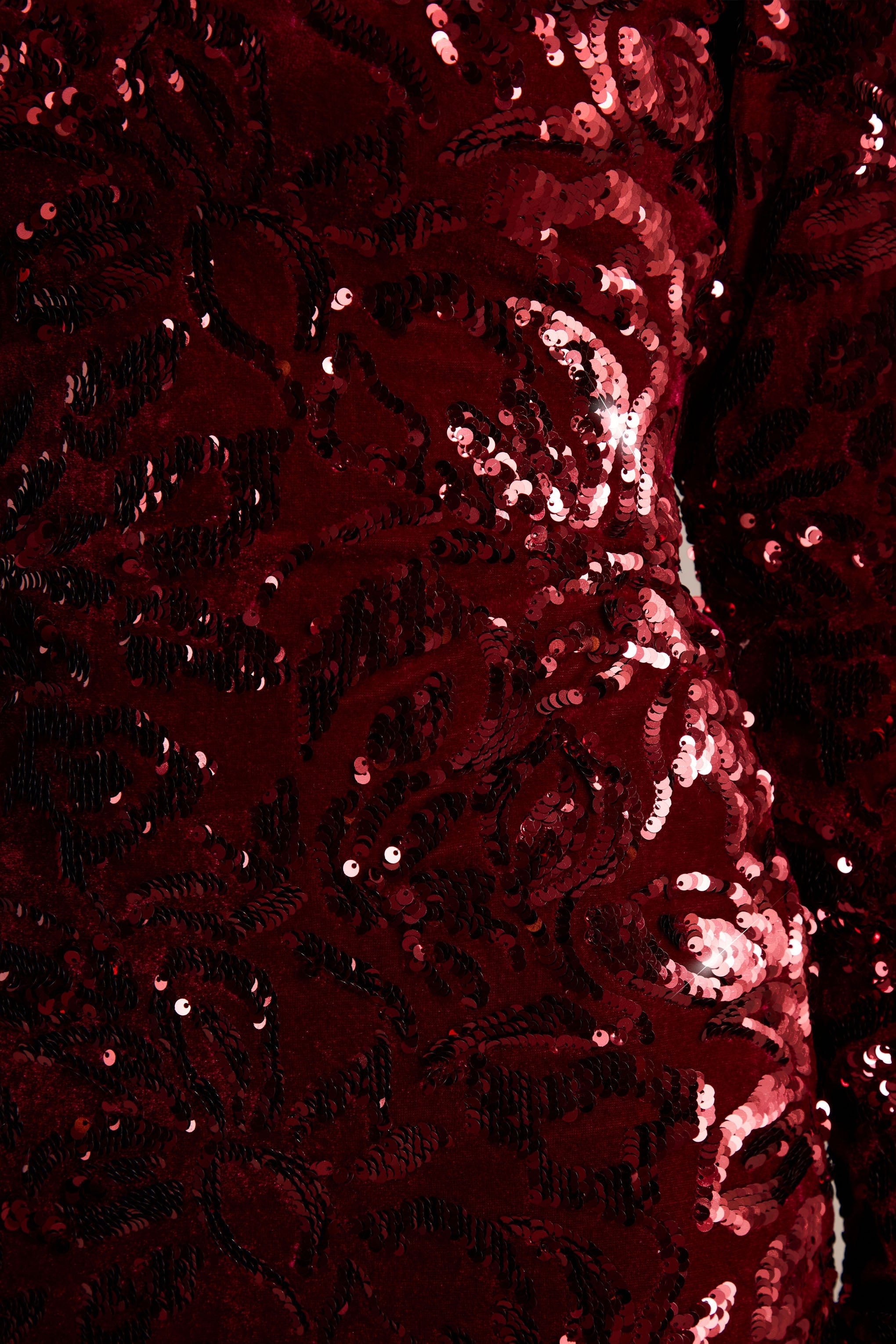 Ritz | Burgundy Sequin Plunge-Neck Mini Dress With Long Sleeves