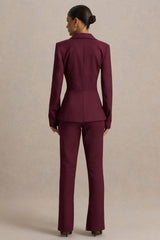 Wonder Woman | Burgundy High Waist Tailored Trousers With Hem Split