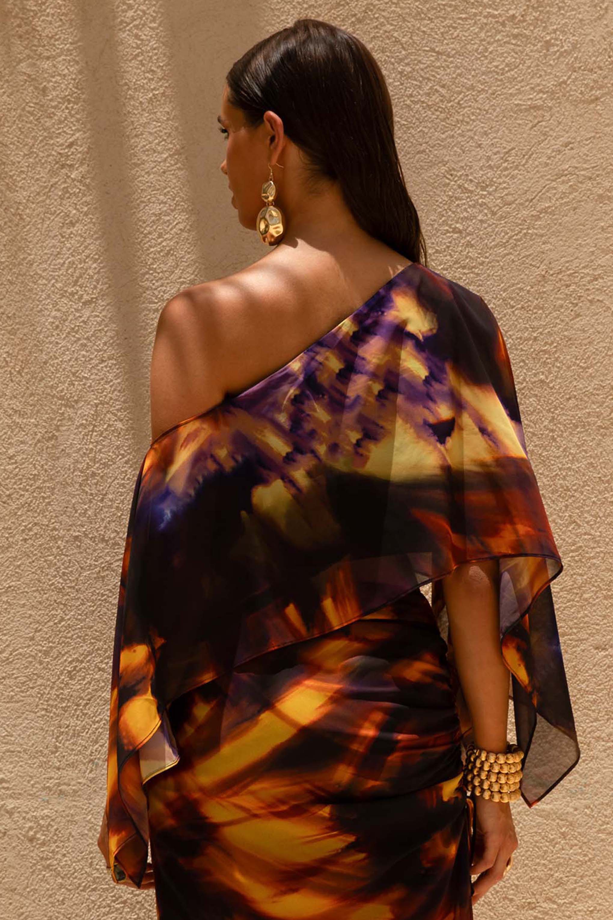 Elysia | Smoke Print Asymmetric Crop Top