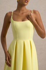 Bambina | Lemon Scoop-Neck Pleated Maxi Dress