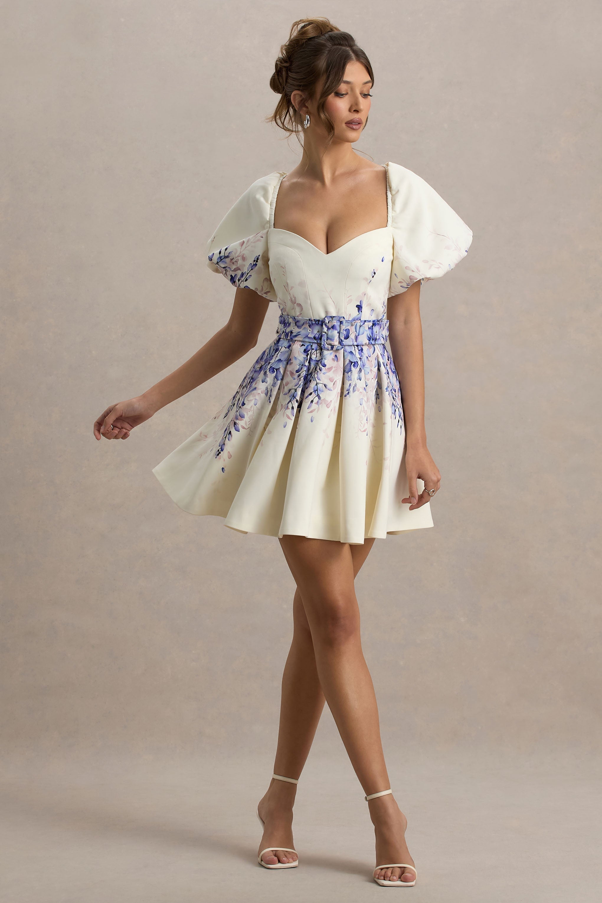 Tapia | Wisteria Print Linen Belted Mini Dress