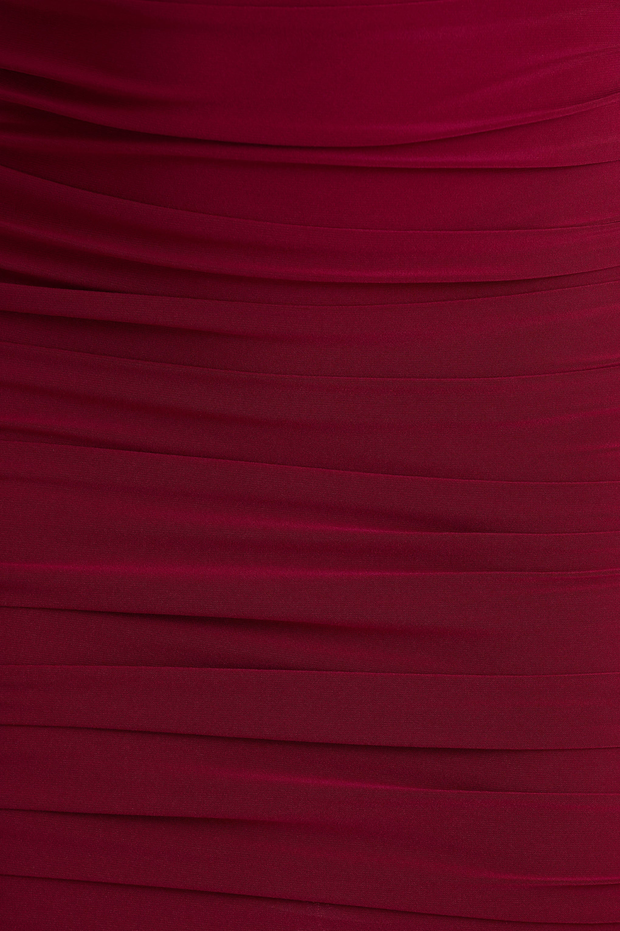 Missy | Burgundy Mini Dress With Cape-Sleeve And Ruched Detailing