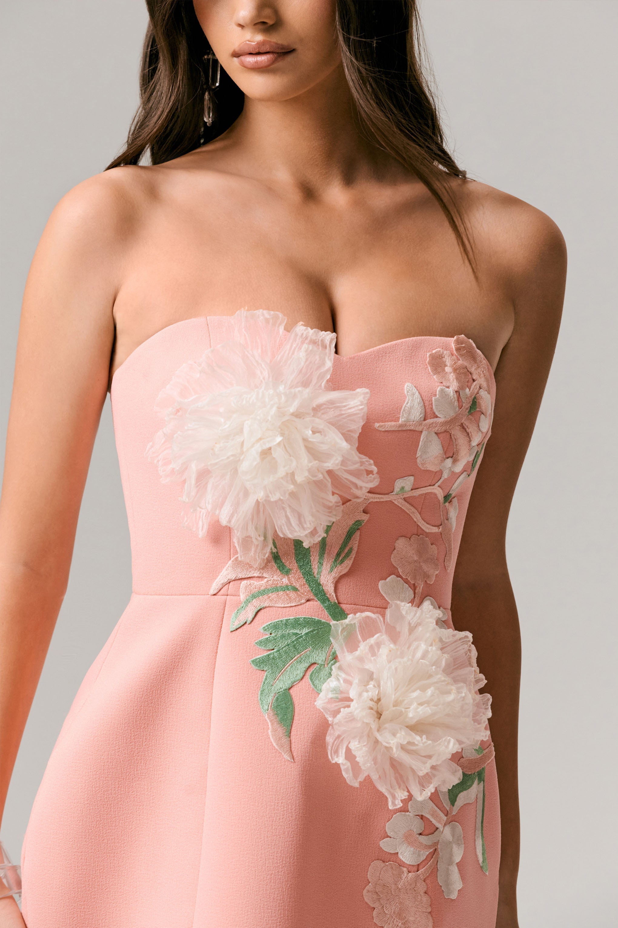 Lulu | Coral Sweetheart Embroidered Mini Dress