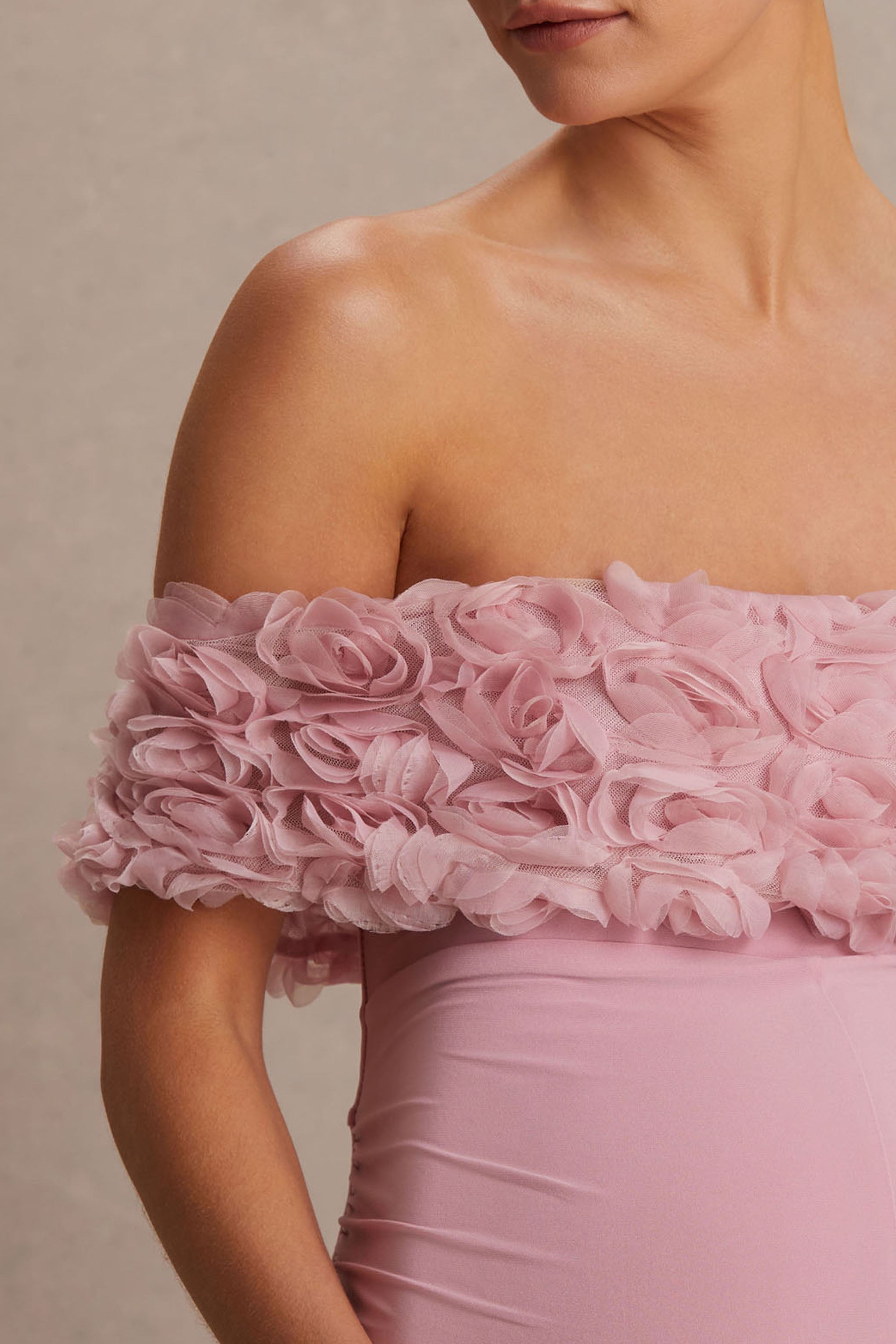 Sallow | Pink Floral Bardot Maternity Jumpsuit