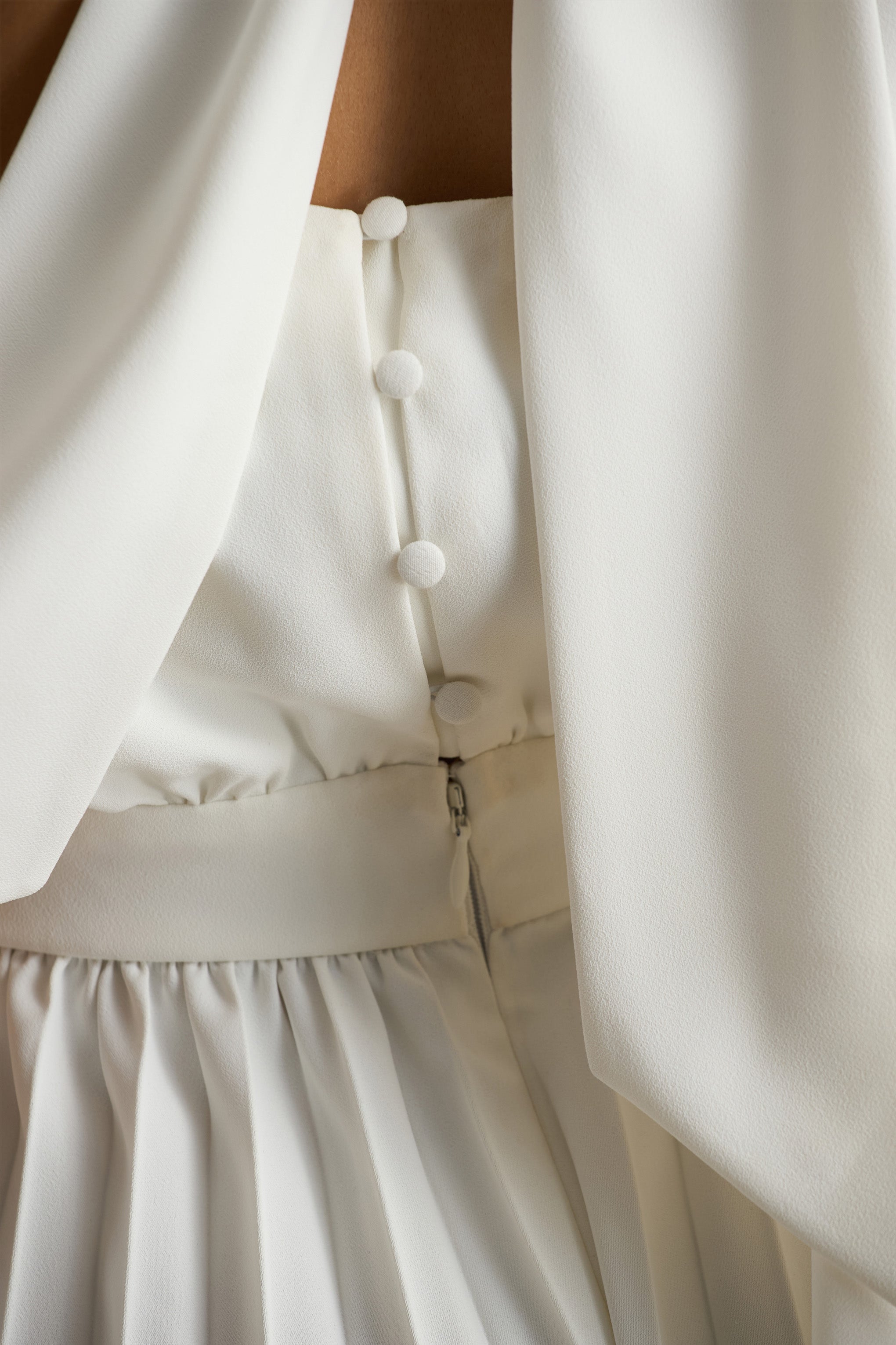 Paradise | White Cape-Sleeve Jumpsuit