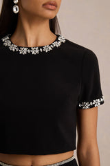 Salma | Black Hand-Embellished Top