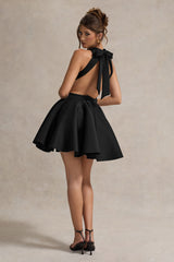 Waverly | Black Racer-Neck Sleeveless Skater Mini Dress