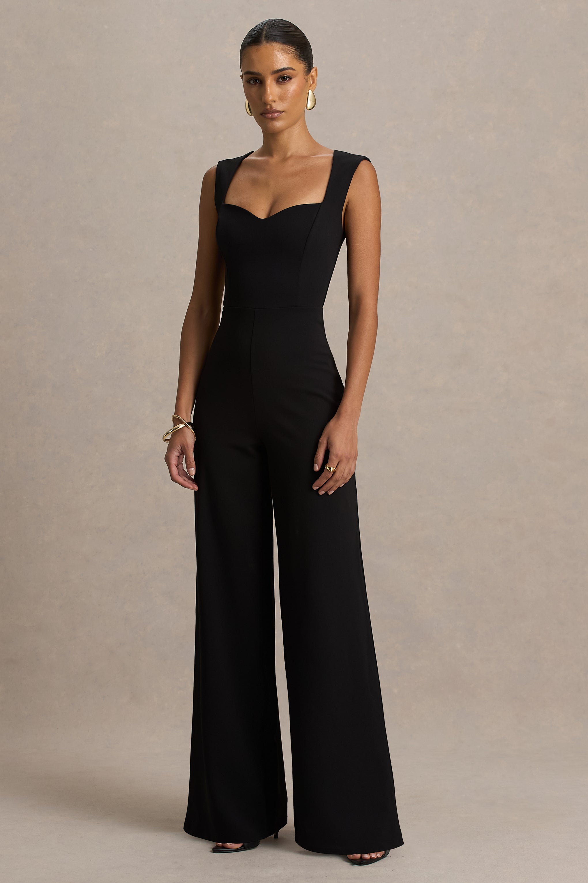 Everlee | Black Sweetheart-Neck Jumpsuit