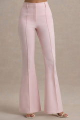 Carina | Pink Flared-Leg Tailored Trousers