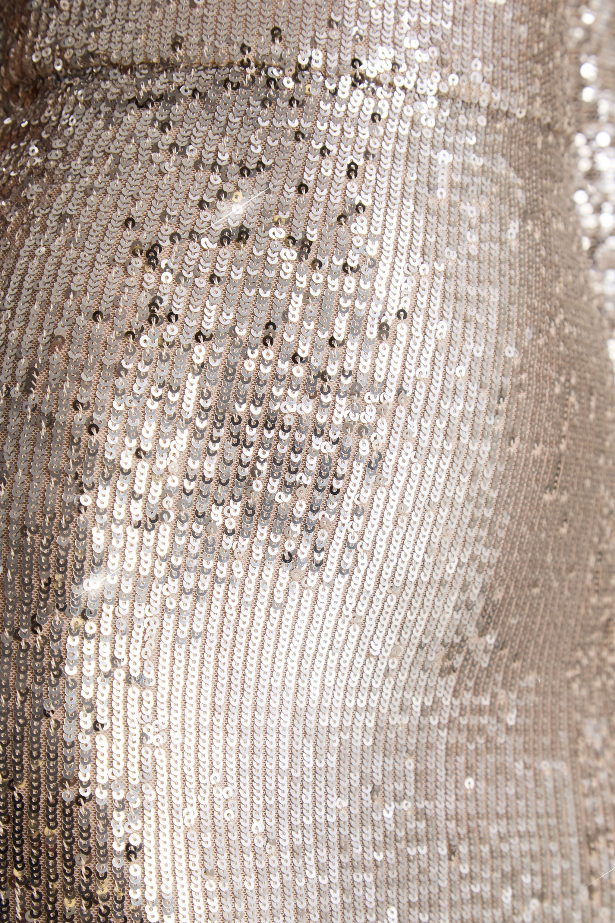 Devora | Silver Sequin Crew-Neck Maxi Dress With Cape Sleeves