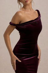 Neeka | Port Velvet Twisted Asymmetric Maxi Dress