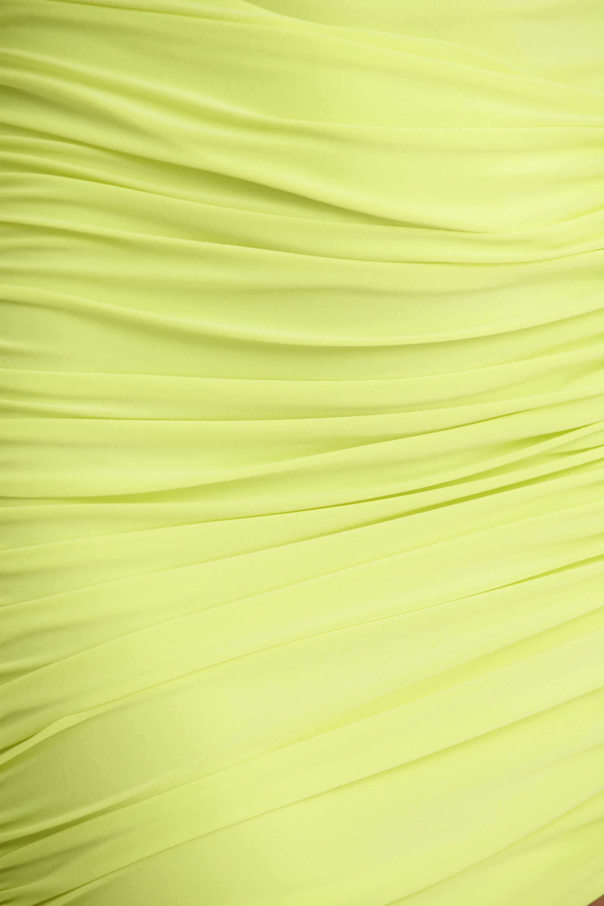 Marci | Lime Green Asymmetric Ruched Mini Dress With Sash