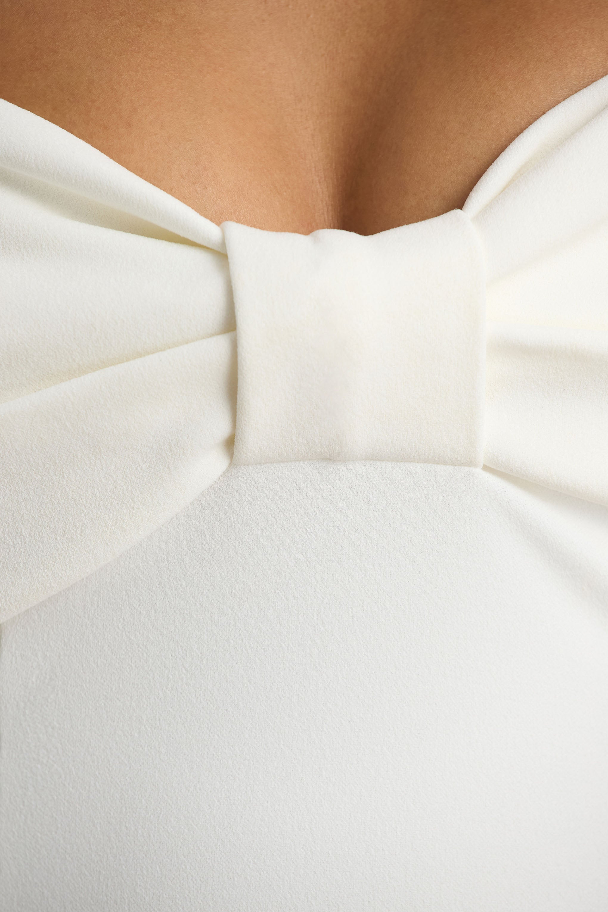 Bayshore | White Bow Bardot Midi Dress