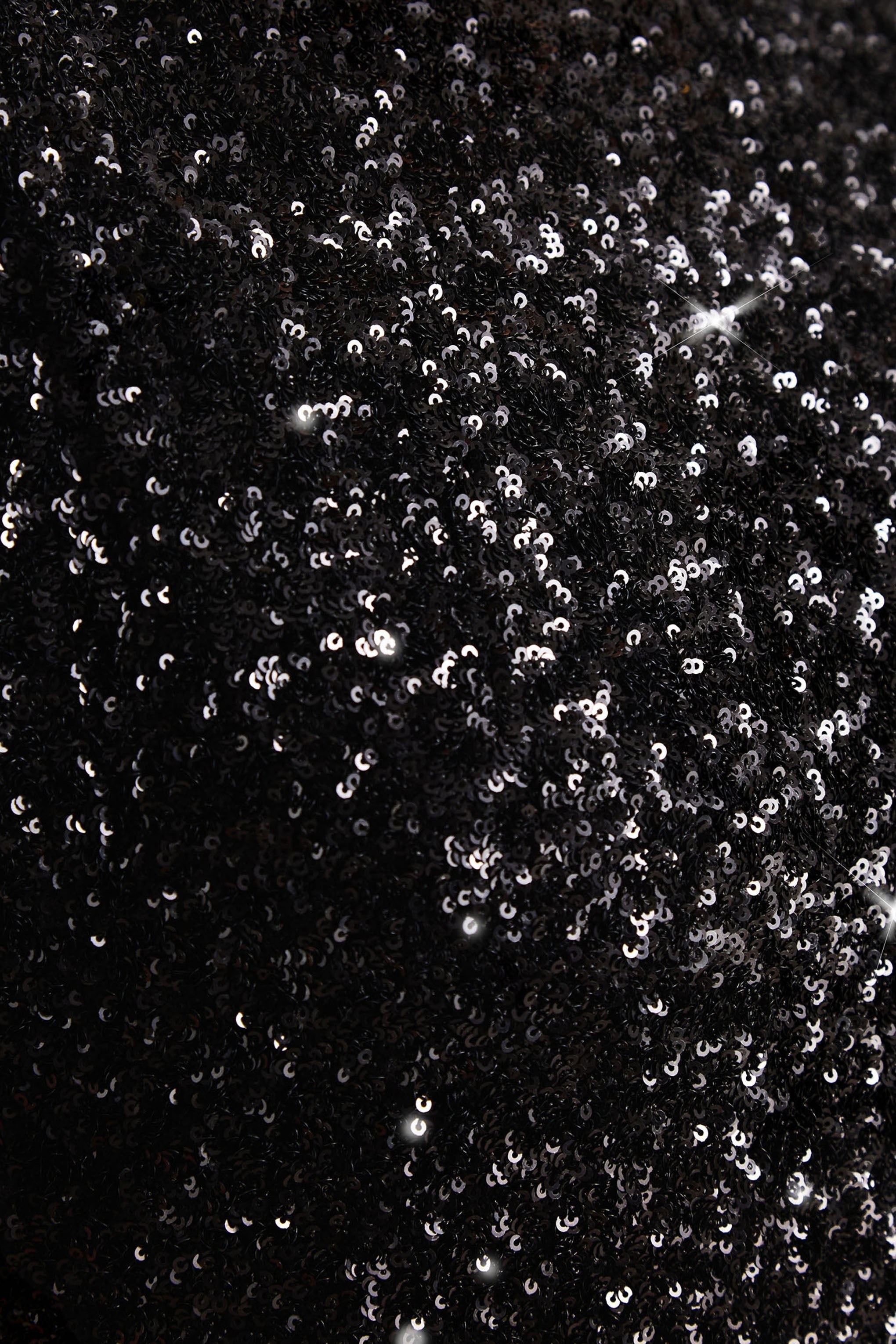 Aurah | Black Sequin Crew-Neck Maxi Dress With Cap Sleeves