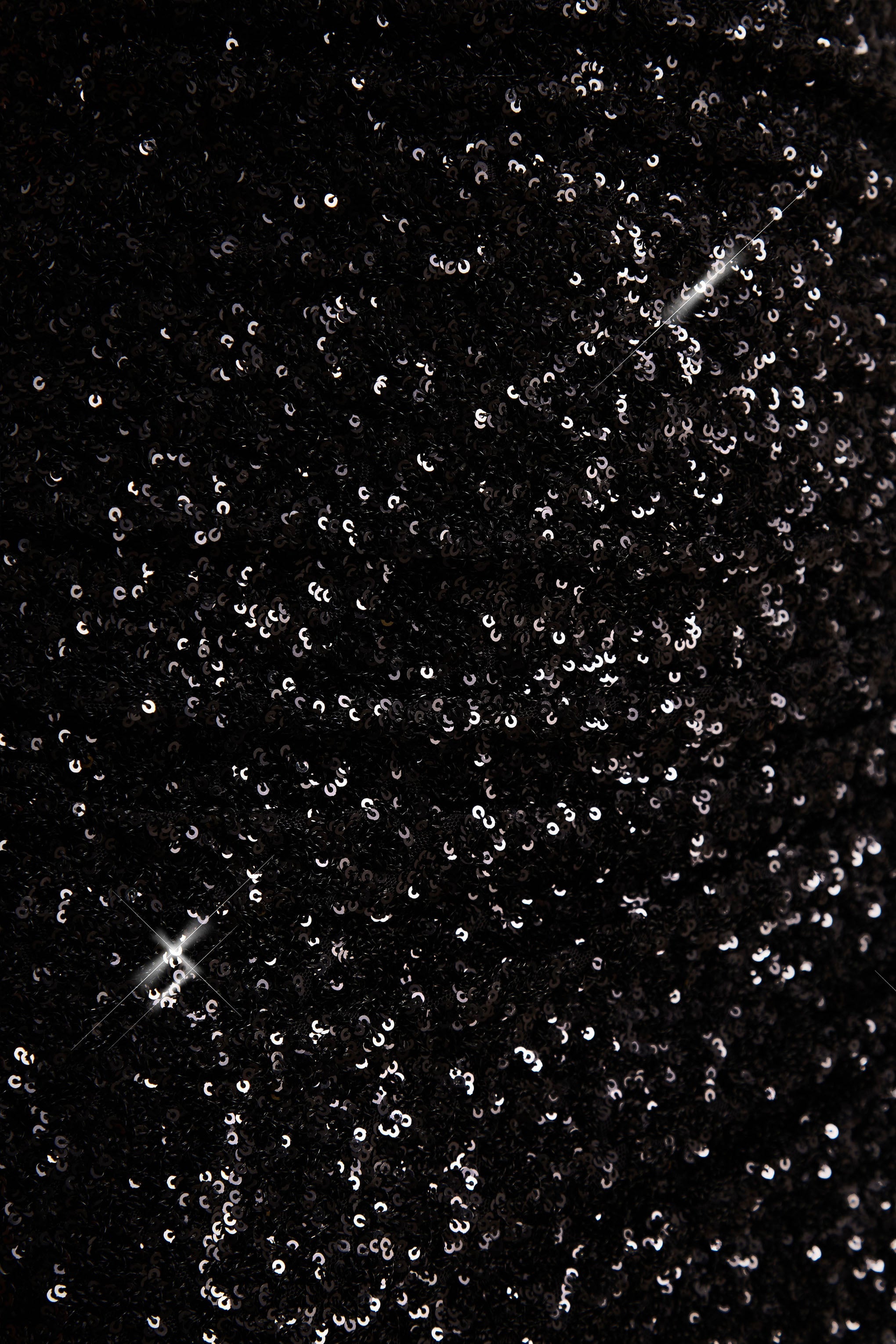 Gio | Black Sequin Plunge-Neck Wrap Maxi Dress With Ruched Detailing