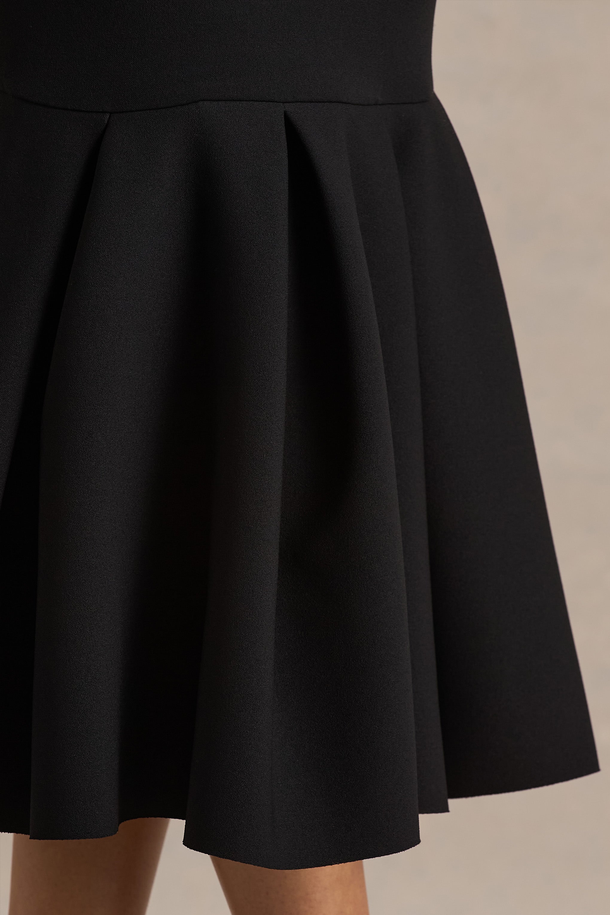 Liberty | Black High Neck Mermaid Midi Dress With Ruffling Detail