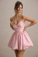 Georgie | Pink Sweetheart Puffball Mini Dress