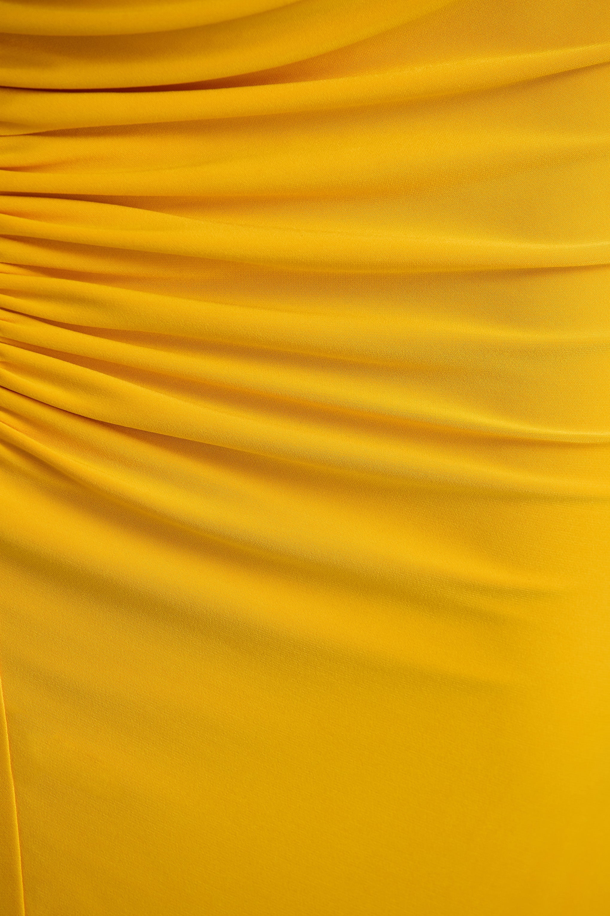 Diva | Yellow Slashed-Neck Maxi Dress With Ruched Detailing